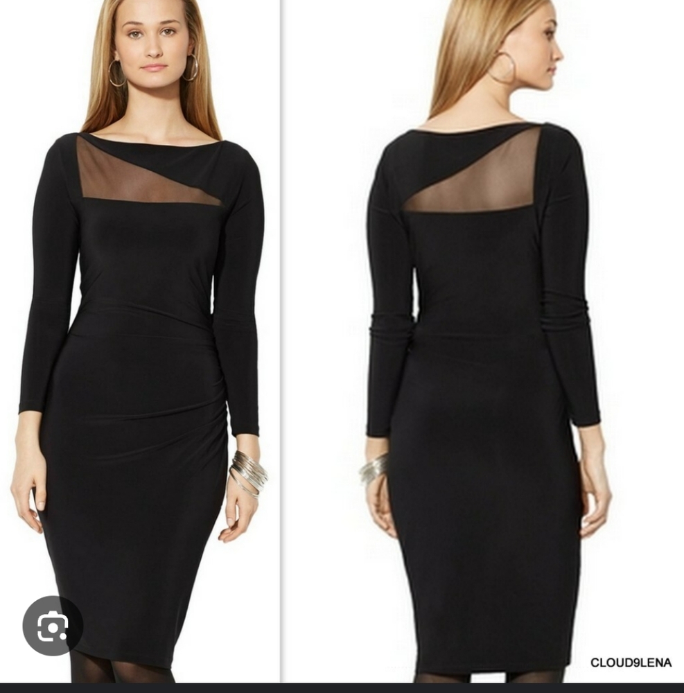 Lauren By Ralph Lauren Elegant Black Long Sleeve Dress